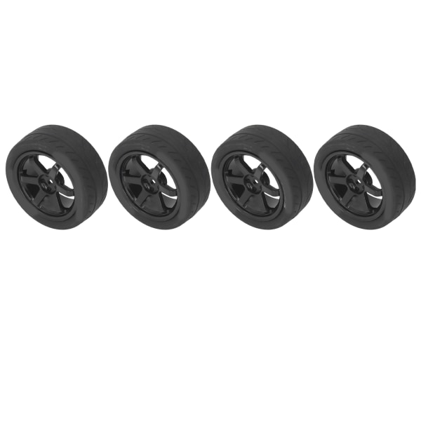 4 stk. RC Bil Dæk Gummi Plast Universal RC Bil Hjul til Tamiya TT01 TT02 XV01 XV02 1/10 Fjernstyret Køretøj Sort