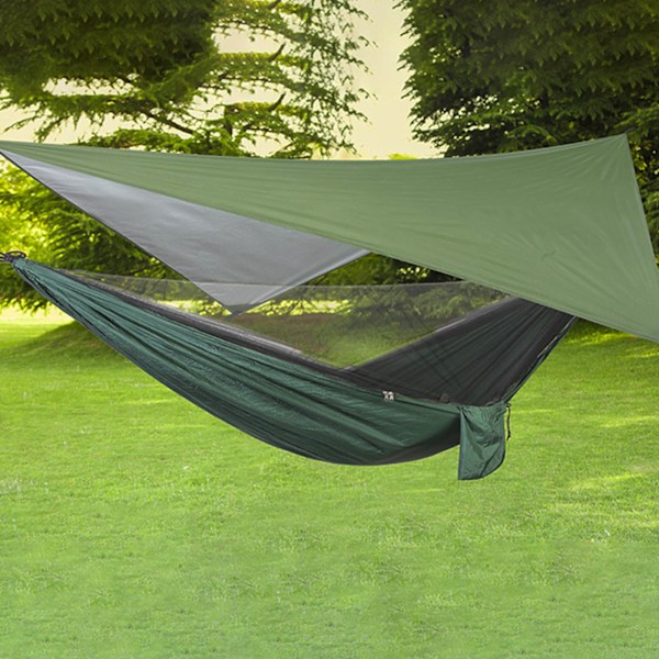 Tälttak Vattentätt Solskydd Multifunktionellt Tältmarkis för Camping Strand Silvrigt Grön 300x300CM