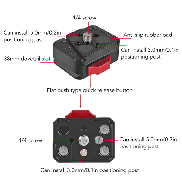Multifunksjonell V-lås Hurtigutløserplate Kit for DSLR Stativ