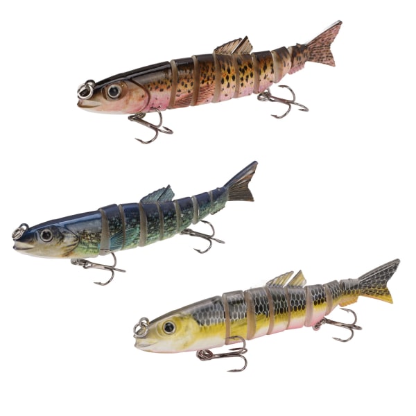 3 stk 0,8 Oz 8 Segmentert Multi Jointed Swimbaits Set Saktesynkende fiskelokker for ferskvannssaltvann