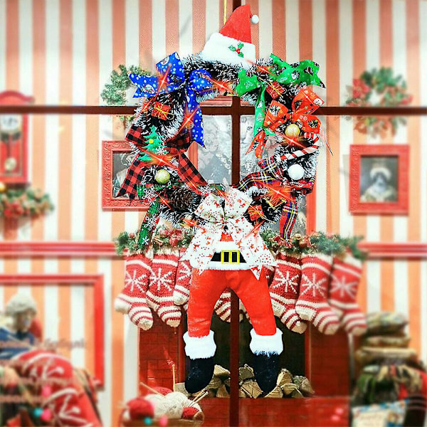 Julkrans med tomte, dörr- och väggdekoration för jul- och festligheter