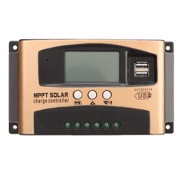 Solar Charge Controller MPPT Solar Charge Controller Solar Panel Regulator med LCD Display Parameter Justerbar Guld 60A