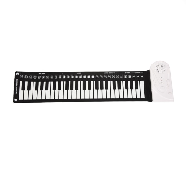 Bærbart elektronisk keyboard med 49 tangenter, håndrullende klaver til børn, børn, begyndere (hvid)
