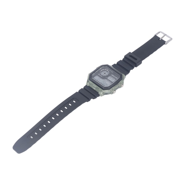 Elektronisk sportsur 12 24 timer vandtæt digitalt armbåndsur med lysende alarm og timingfunktion, transparent grøn