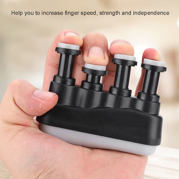 PUNK Hand Finger Exerciser Grepptränare Stärkare för Gitarr Bas Pianospelare Svart