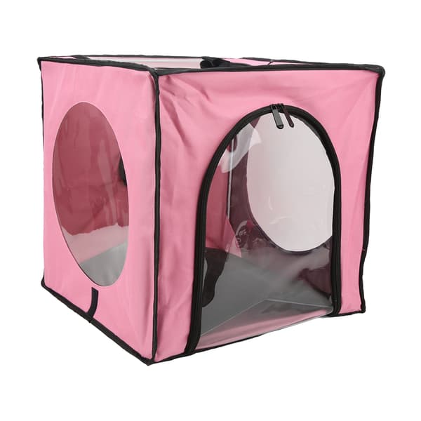 Husdjurstorkrum Nylon Oxfordduk Meshdesign Vikbar Husdjurstorkbur för Valp Camping Resa Rosa