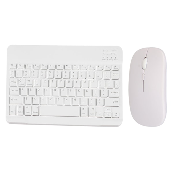 Trådlöst tangentbord och musset, Bluetooth-tangentbord och musset, bärbart matchande tangentbord och mus för PC-bärbar dator, vit