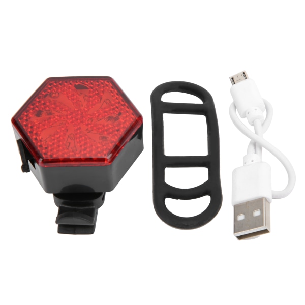 Sykkel Baklykt USB Oppladbar Hexagon Safe Advarsel Blinkende Baklys Sykkellys
