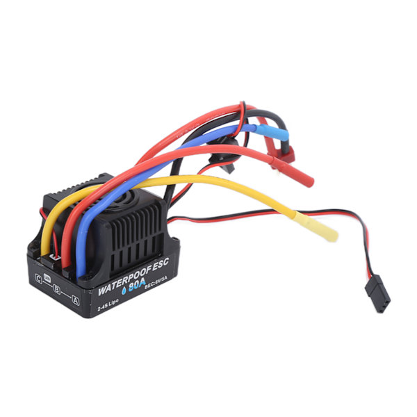 Elektronisk Hastighedsregulator 80A ESC Vandtæt Børsteløs Varmeafledning ESC til 1/8 RC Bil