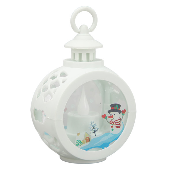 Juledekorasjonslys Anheng Hvit Snømann Rund Lampe Julepynt Hengende Dekorert Lys Liten