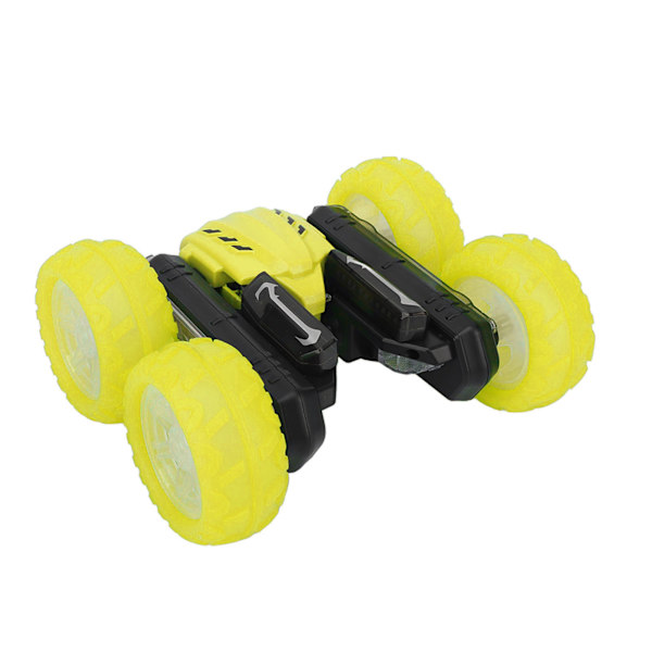 RC Stuntbil 2.4G Hög Hastighet Blommande Effekt Dubbelsidig Textdisplay Fjärrstyrd Bil för 8 År och Äldre Gul