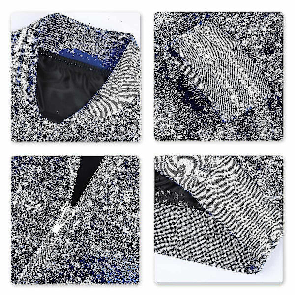 Snygg herr Sequin Party Bomber Zipper Jacka L Blå