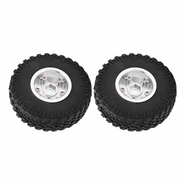 2 STK Metallfelger Dekksett for Axial SCX24 90081 1/24 RC Crawler Bil Oppgraderingsdeler Sølv