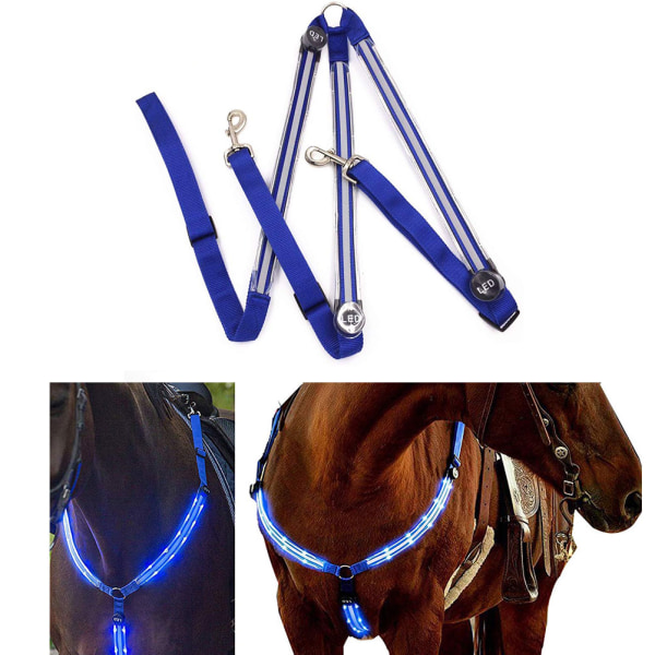 Natsynlig LED hestebrysthalsbånd Lysende hestebryststrop sikkerhedsudstyr i natudstyr til hest