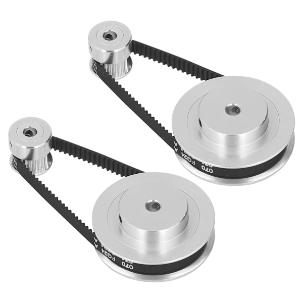 2 set synkronhjul GT2 aluminiumlegering kuggremshjul med 2 st längd 200 mm bredd 6 mm rem 5 mm innerdiameter
