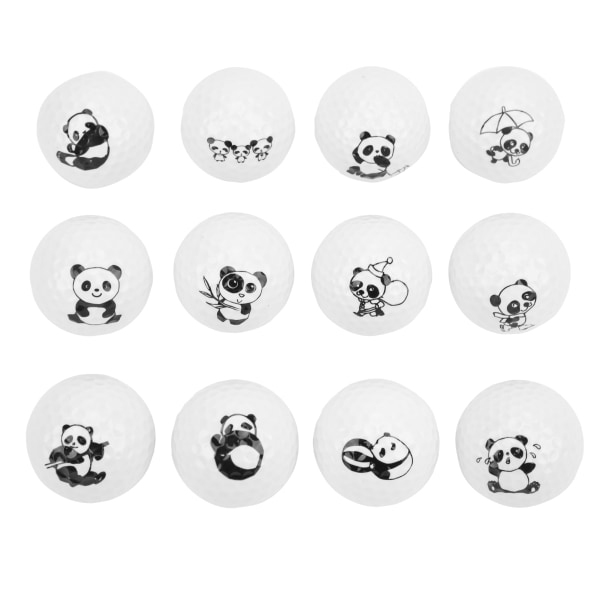 12 stk Golfbolde Golf Driving Range Øvedistancebolde med sødt pandamønster