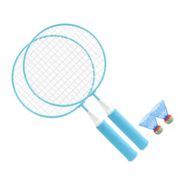 Badmintonketchersæt til børn Stort net, blødt anti-skrid håndtag Komfortabelt greb Badmintonketchere til børn med 2 bolde Blå