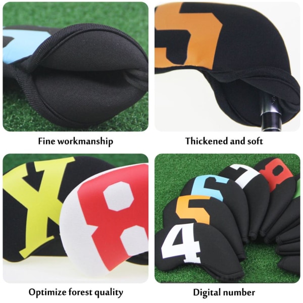 10 stk Blade Putter Cover Headcover Neopren Farget Number Club Protector