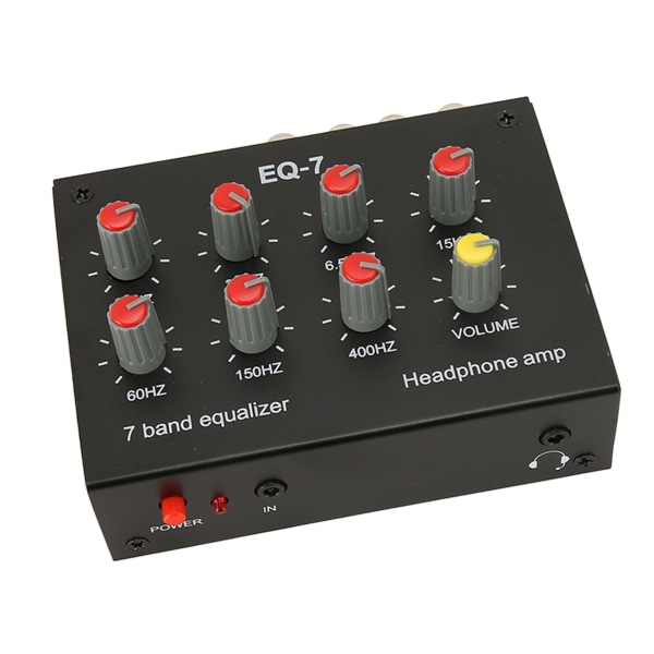 7 Band Equalizer RCA Input Output Volum Justerbar 2 Kanaler Bil Equalizer EQ Bilhodetelefonforsterker for bilbåtmotorsykkel