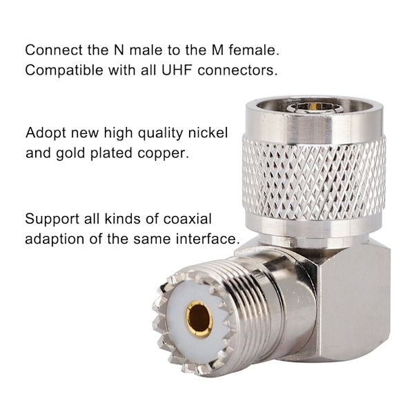 N hann til M hunn rettvinklet koaksialadapter antenneadapter for UHF-kontakt