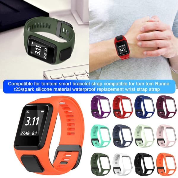 TomTom Smart Armbånd Stropp Kompatibel Runner 23 Spark Silikon Vanntett Erstatning Armbånd