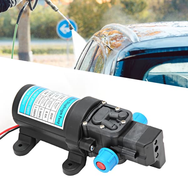 12V 80W Självsugande Elektrisk Högtrycks Mikromembranvattenpump Biltvätt Tryckomkoppling