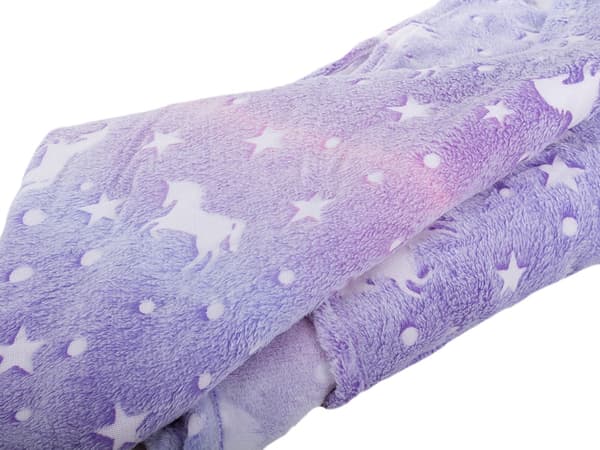 Fleecepledd med ermer - Selvlysende stjerner - 190x170cm Lila purple