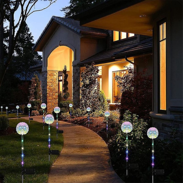 Maskros Solar Lights - Set med 4 färgskiftande LED Solar Garden Lights för gräsmatta, balkong, uteplats, gård - Vattentät utomhussolar Lights