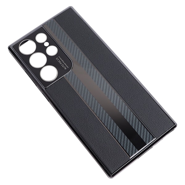 Case för Samsung Galaxy Silikonläder Stötsäkert helkroppsskydd Smal cover för resor Daglig användning Svart för S23 Ultra