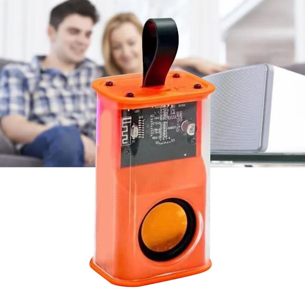 Kirkas Bluetooth kaiutin, läpinäkyvä case RGB Light Type C Kannettava langaton kaiutin silikoninauhalla Oranssin ulkomatkoille