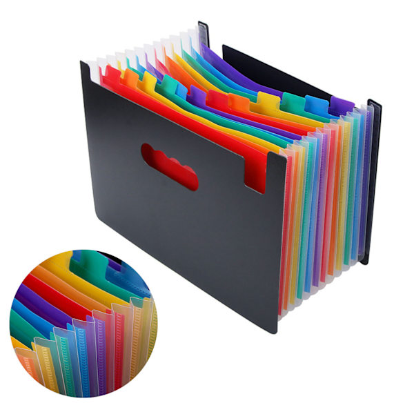 Udvidende filmappe 24 rum Stor kapacitet Plast Farverige faner Regning Kvittering Dokumenter Accordian File Folder