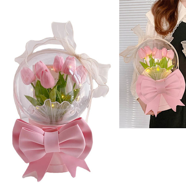 DIY Håndlavet Tulip Night Light Romantisk Soveværelse Sengen Sovelampe Ambient Lampe Bord Natlampe Pink