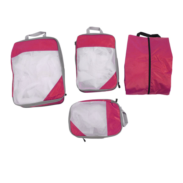 Puristuspakkauspussit Vedenpitävä kannettava matkalaukku Organizer vaatteille Alusvaatteet Kengät 4 kpl Ruusunpunainen