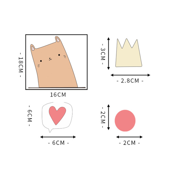 Söta katttecknade bilstickers PP väggsticker vattentäta bildekaler för hemdekoration färgglada 20x72 cm / 7,9x28,4 tum