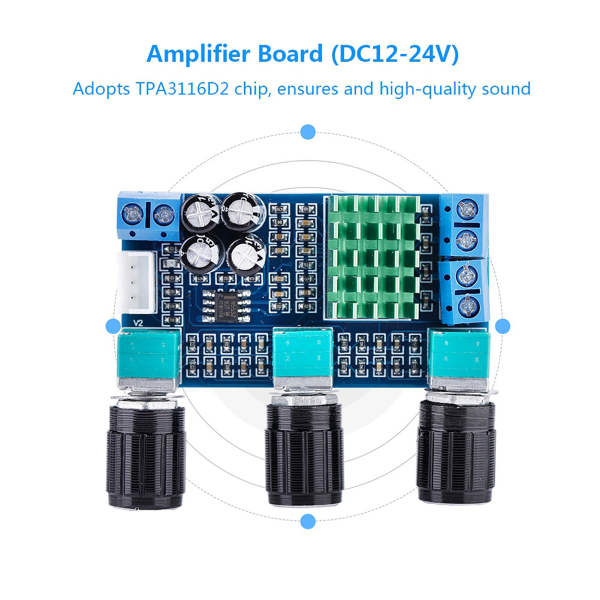 TPA3116D2 DC 12V-24V 80W * 2 Digital Audio Amplifier Board Diskant Volume Bas Audio Amp Module