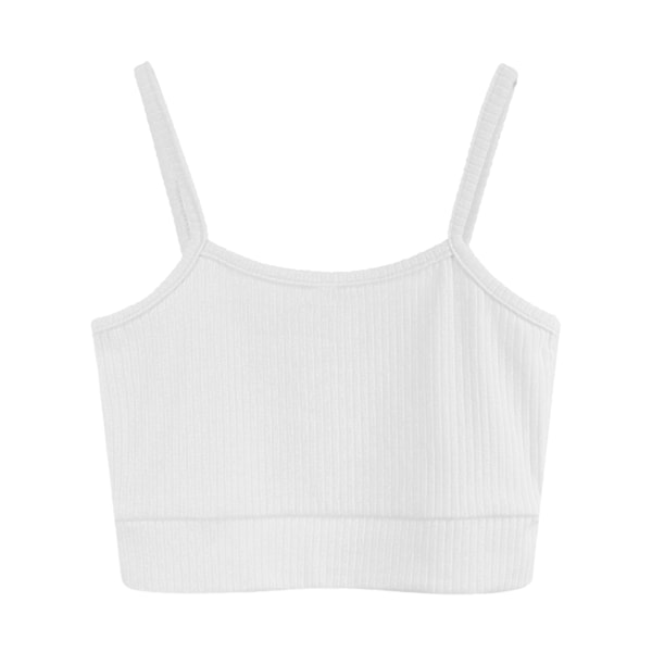 Tanktopp for kvinner, ermeløs spaghettistropp, smal passform, avslappet camisole for vår og sommer, hvit, fri størrelse (40‑60 kg)