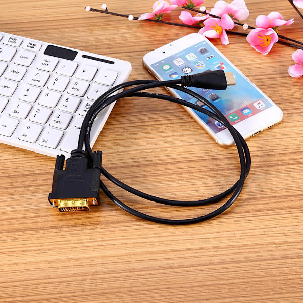 1M Guld HDMI Till DVI Hane Monitor Convert Adapter Kabelsladd För HDTV HD