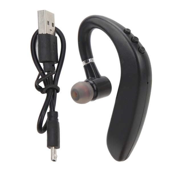 Bluetooth-hodesett Trådløst enkelt ørestykke Ultra lav latens håndfri øretelefon med USB-ladekabel for kjøring Løpe kontor Svart