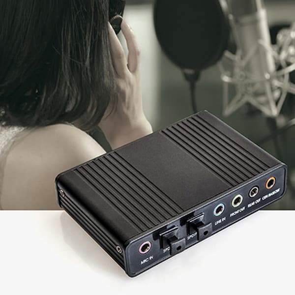 Eksternt lydkort optisk fiber USB 5.1 HD for stasjonær PC bærbar PC blå