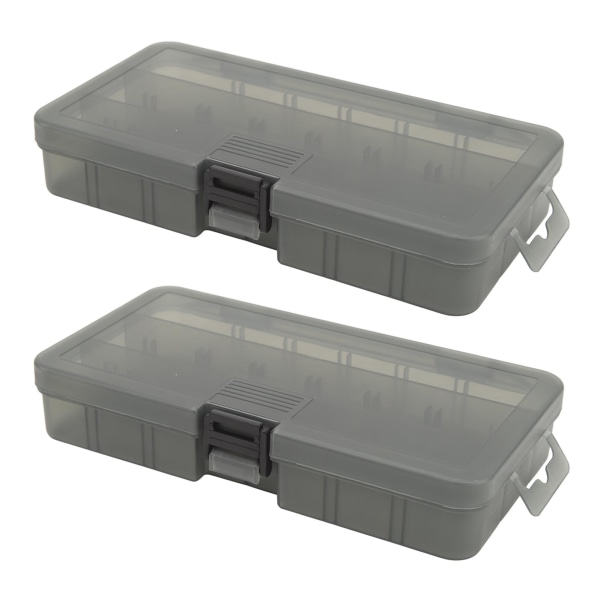 2 stk. Fiskegrejs tilbehørsboks Mørk Farve Transparent Synlig Plastik 4 Rum med Skillevægge Fiskeboks Organizer til Fiskeagn Kroge
