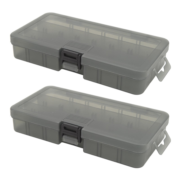 2 stk Fisketilbehørsboks Mørk Farge Transparent Synlig Plast 4 Rom med Skillevegger Fiskeboks Organizer for Fiskeagn Kroker