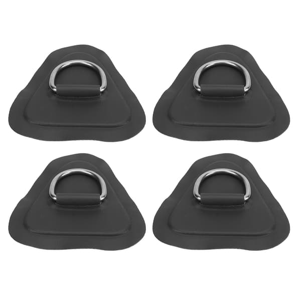 4 stk. D-ring patch rustfrit stål D-ring pad til oppustelig båd surfboard jolle paddle board sort