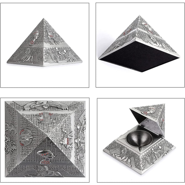 Sølv Retro Metal Pyramid Askebæger Vindtæt Betræk Indendørs Udendørs