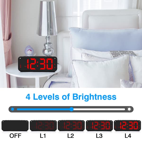 Vibrerande väckarklocka Sovrum för tunga sovplatser, 6,5 tums LED digital klocka stor display med shaker