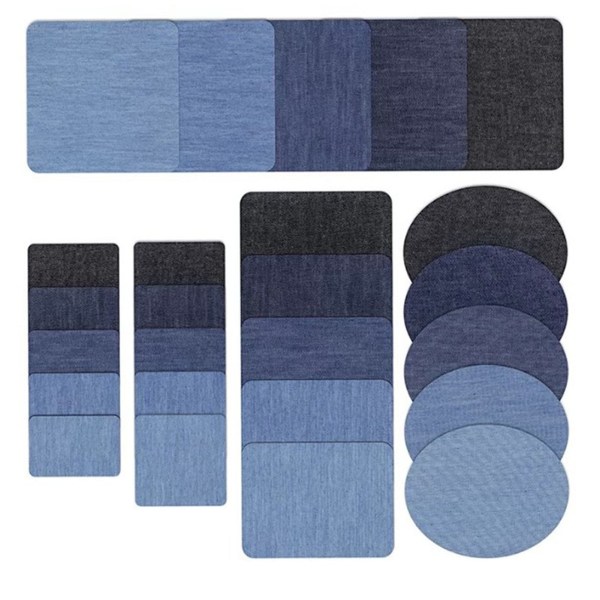25 stk Denim Broderede Patches Oval Rektangulær Iron On Denim Reparation Patches til Jakker Skjorter Hatte Bukser