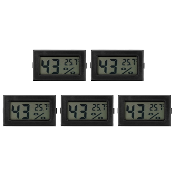 5 stk. LCD termometer hygrometer mini indendørs hjem desktop temperatur fugtighedsmåler sort