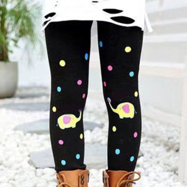 Flickor Leggings Varma Tjocka Hudvänliga Cartoon Print Över Häl Barn Tights Byxor för Höst Vinter S (Rekommenderad Höjd 90‑110cm / 35.4‑43.3in)