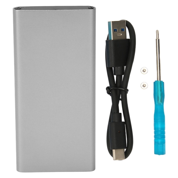Type C til MSATA kabinett aluminiumslegering USB3.1 Gen2 Type C høyhastighets overføring Solid State Drive kabinett Sølv