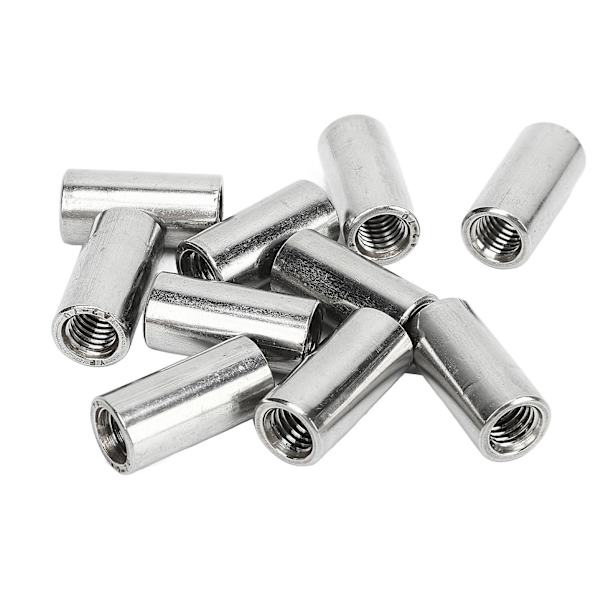 10 kpl pyöreä liitinmutteri M8x1.25 naaraskierre L25mm tanko liitosmutterit ruostumaton teräs kierteitetty holkki tanko