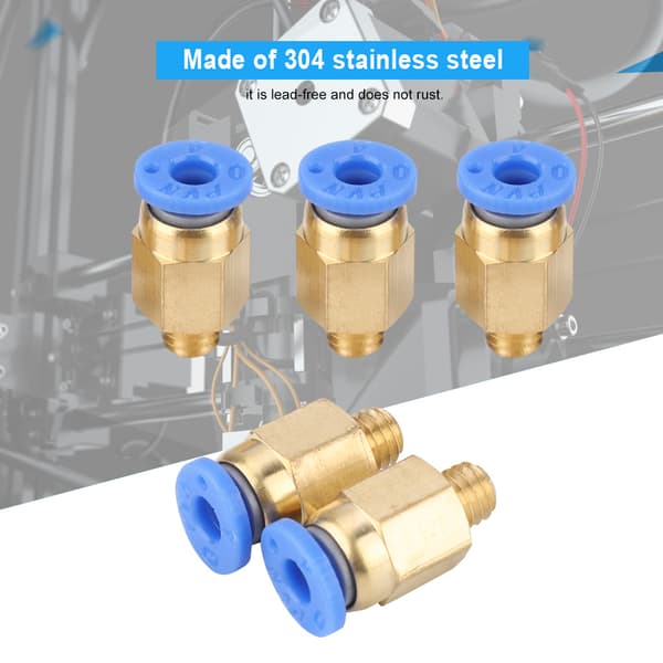 5 stk. 3D Printer Tilbehør PC4-M6 Lige igennem Pneumatisk Samling Ydre Diameter 4MM